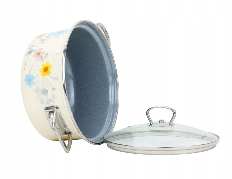 BELIS Emaliuotas puodas su stikliniu dangteliu PIEVA 16 cm/1,4 l