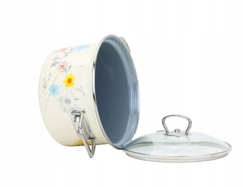 BELIS Emaliuotas puodas su stikliniu dangteliu PIEVA 18 cm/2,5 l