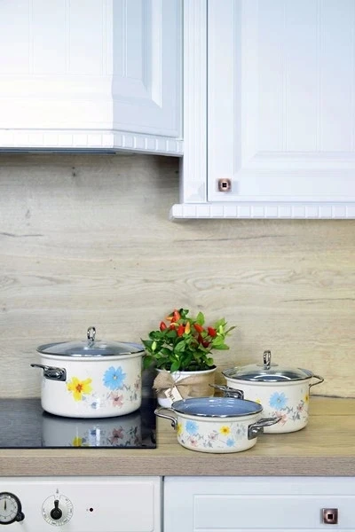 BELIS Emaliuotas puodas su stikliniu dangteliu MEADOW 20 cm/3,6 l