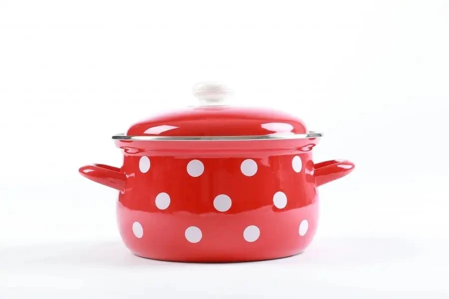 Belis/Sfinx emaliuotas puodas, baltas taškelis, skersmuo 24 cm, talpa 6,1 litro