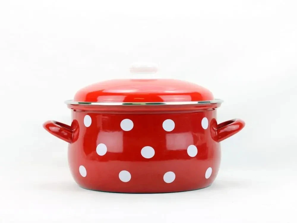 Belis/Sfinx emaliuotas puodas, baltas taškelis, skersmuo 24 cm, talpa 6,1 litro