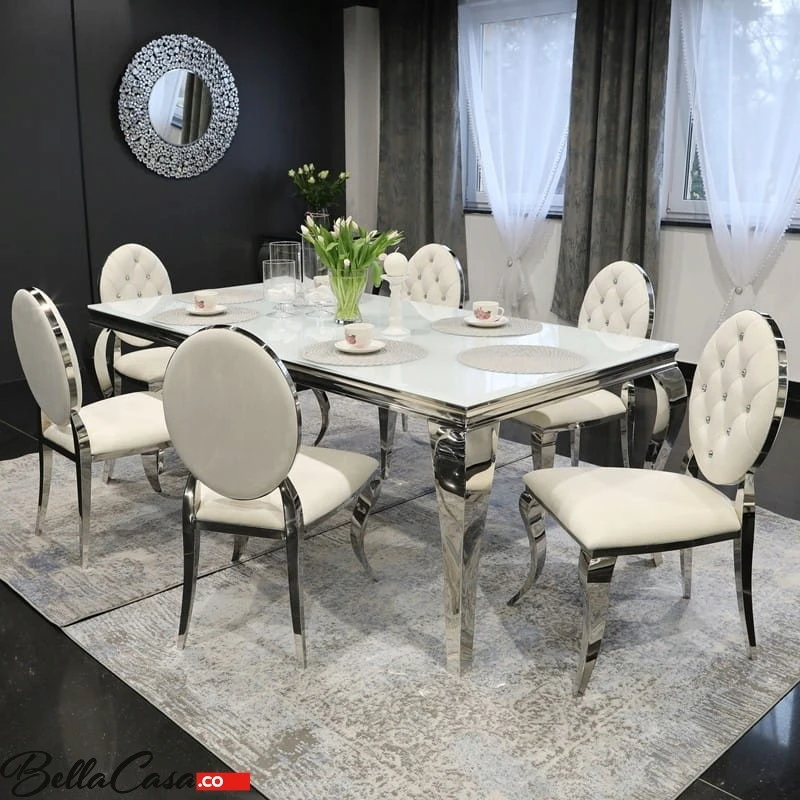 Bellacasa Krzesło Ludwik glamour Baltas nowoczesne krzesła pikowane kryształkami