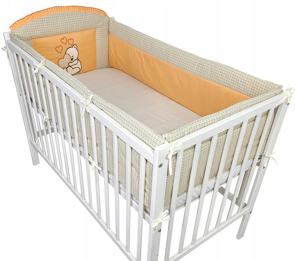 Bello Ochraniacz 420cm do łóżeczka 70x140 Serce Oranžinis