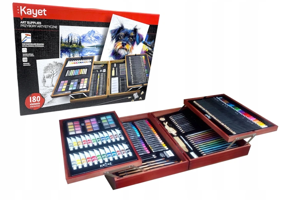 Beniamin KAYET meno reikmenys ARTISTIC SET medinis lagaminas 180 vnt.