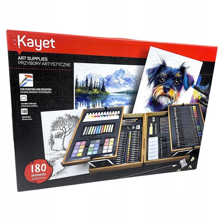 Beniamin KAYET meno reikmenys ARTISTIC SET medinis lagaminas 180 vnt.