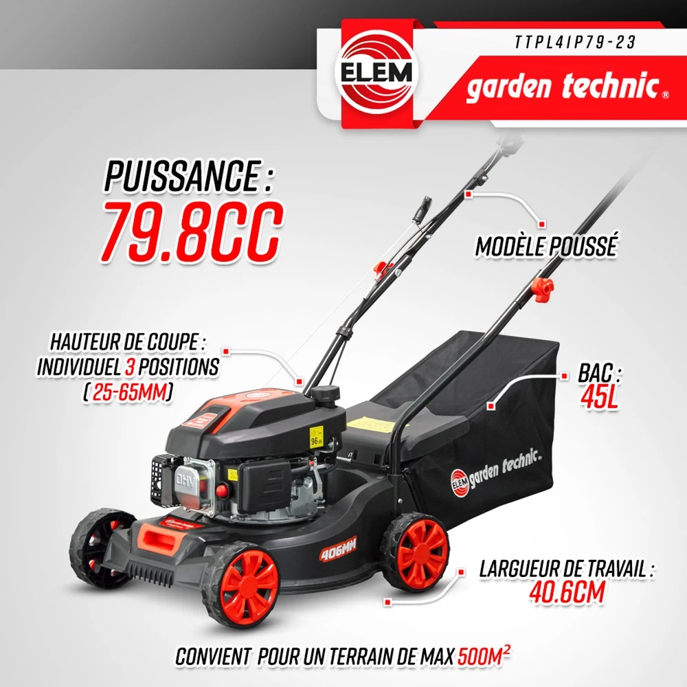 Stumiama benzininė vejapjovė Elem Garden Technic, 79 cc