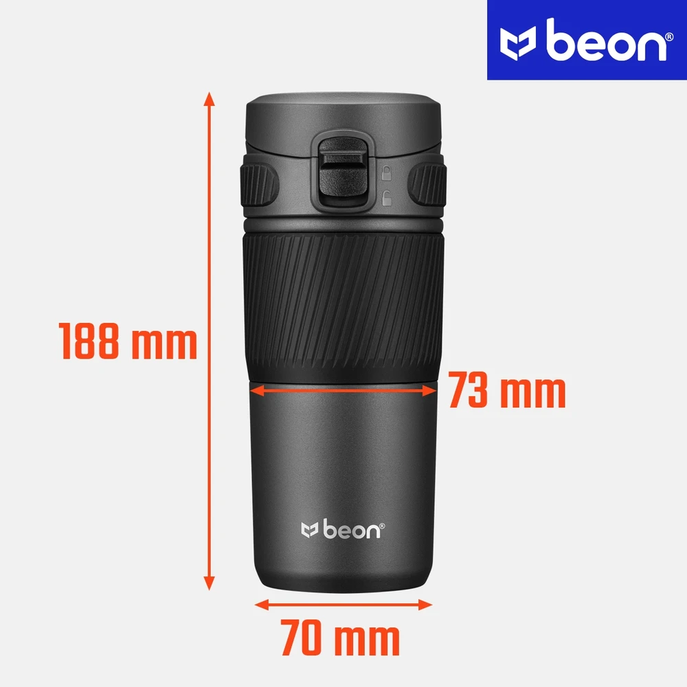 Beon TERMINIS PUODULIS KAVAI IR ARBATA AUTOMOBILIUI, SANTRAUKA, NESKLIDA, 450 ml