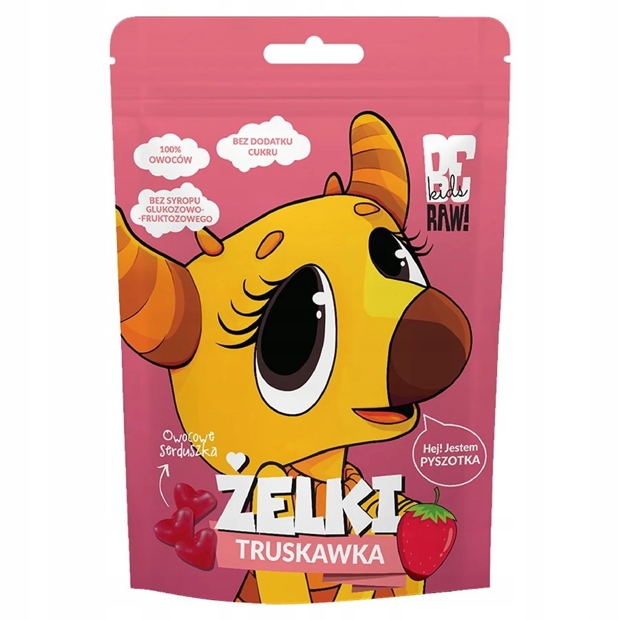 Purella Food BeRaw Purella sveiki drebučiai vaikams, braškiniai, be cukraus, 35g