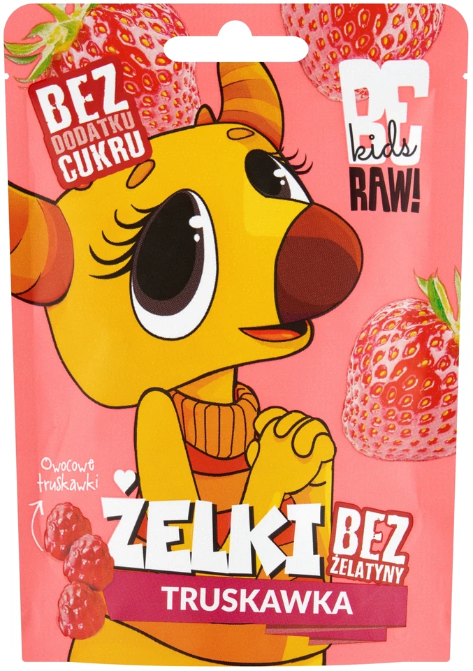 Purella Food BeRaw Purella sveiki drebučiai vaikams, braškiniai, be cukraus, 35g