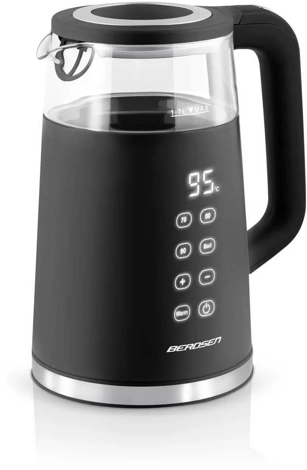 Berdsen BD-707 elektrinis virdulys 1,7 l su temperatūros valdymu ir jutikliniu ekranu, juodas