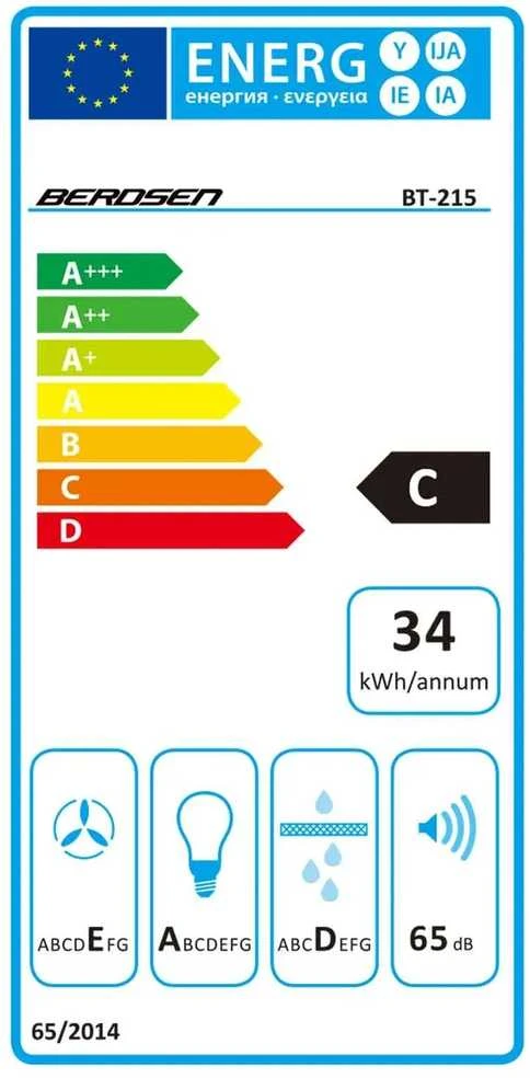 Berdsen Juodas kamininis gartraukis, 60 cm pločio, su LED apšvietimu, modernioms virtuvėms, efektyvus riebalų filtravimas, su ortakiu