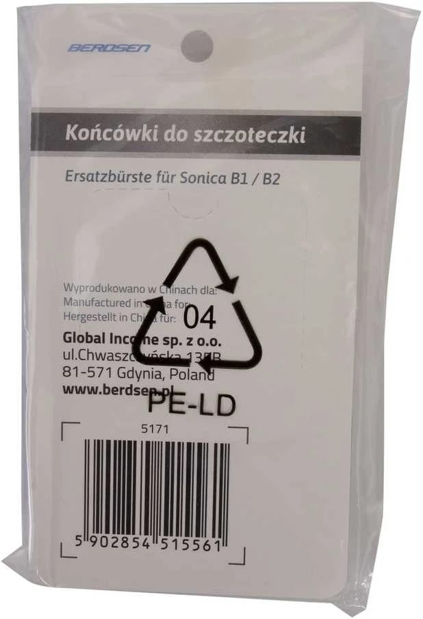 Berdsen Sonic galvučių pakuotės nugarinė pusė