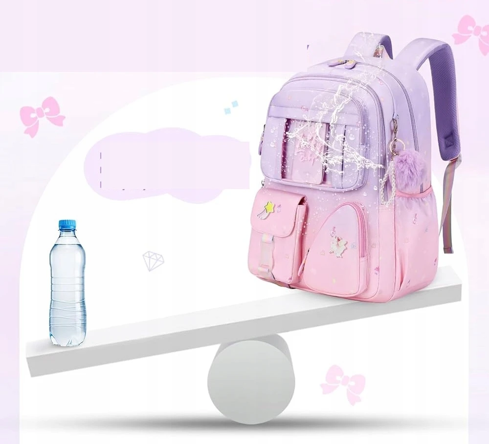 Bergens Mokyklinė kuprinė mergaitei su priedais, A4 formatas, 41cm