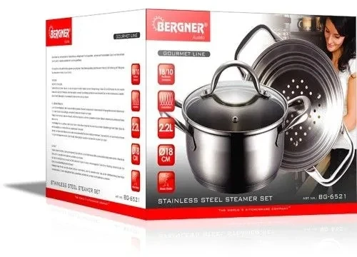 Bergner Gurmaniškas garų puodas 2,2 l inoksinis indukcinis