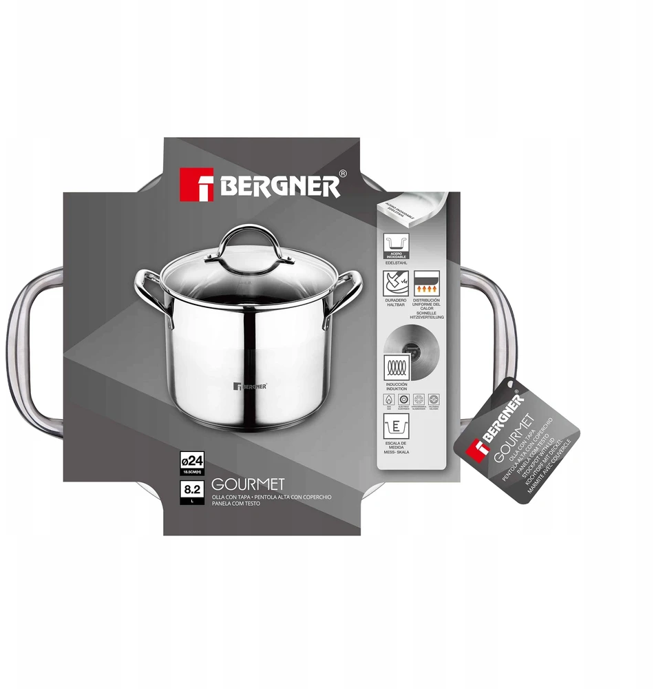 Bergner Puodas su stikliniu dangčiu, 8.2 l Gourmet BG6504