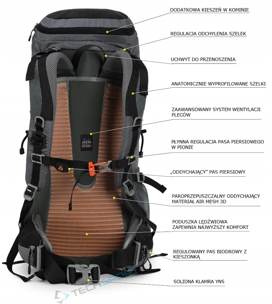 Bergson Magnor 40l: Talpus, lengvas, vėdinamas trekkingo kuprinė, juoda