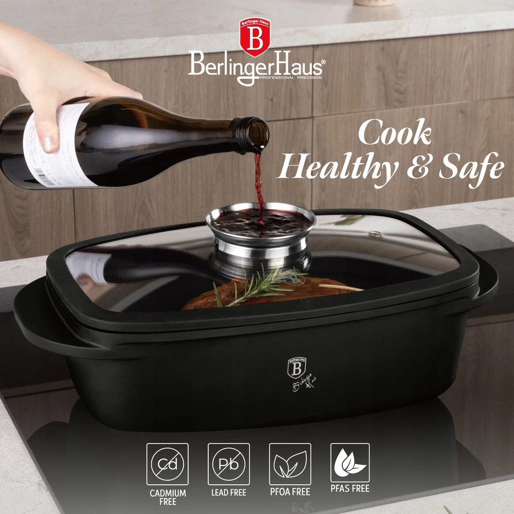 Berlinger Haus BerlingerHaus BH-8779 Matinė juoda kepimo skarda su kvapiąja priemone 6L