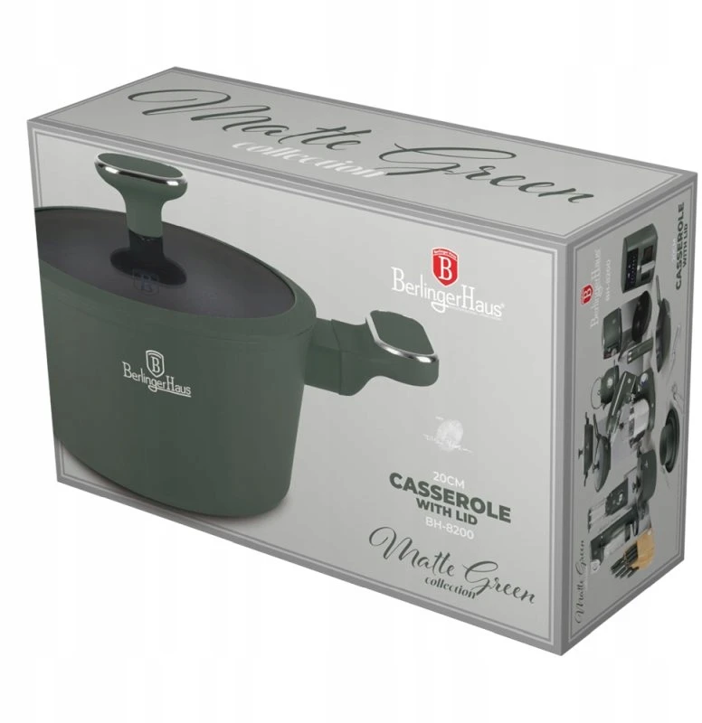 Berlinger Haus Berlingerhaus Matte Žalias puodas su dangčiu, 20 cm, 2.5l