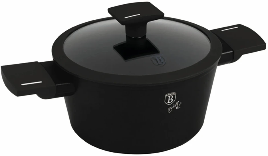 Berlinger Haus Berlingerhaus puodas su dangčiu 20cm Matte Juodas