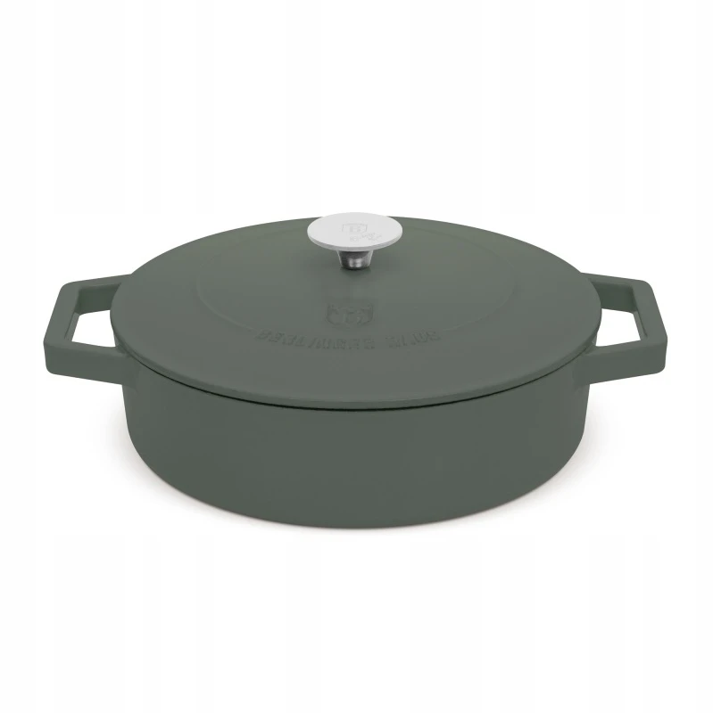 Berlinger Haus Gili keptuvė su emaliuotu paviršiumi ir dangčiu, 26 cm, ketaus Matte Žalias C