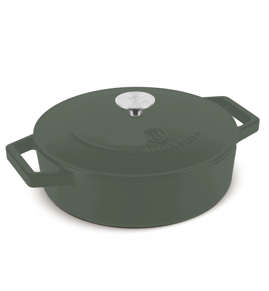 Berlinger Haus Gili keptuvė su emaliuotu paviršiumi ir dangčiu, 26 cm, ketaus Matte Žalias C