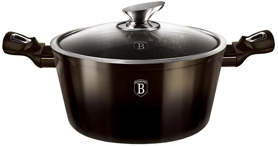 Berlinger Haus granitinis puodas bh-6606, shiny juodas, 28 cm