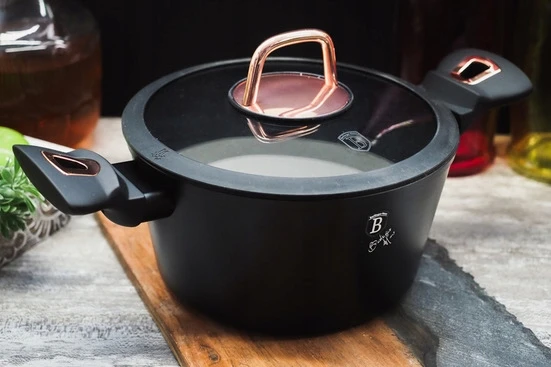 Berlinger Haus Juodas Rose puodas 2,5 l su stikliniu dangčiu