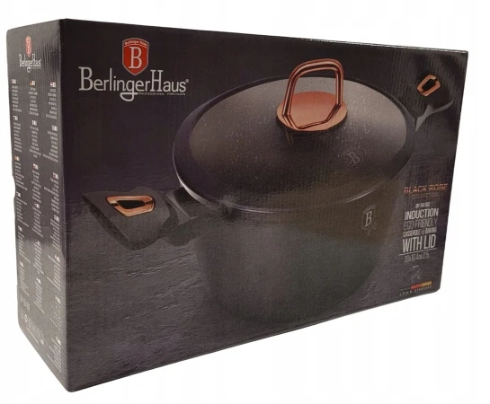 Berlinger Haus Juodas Rose puodas 2,5 l su stikliniu dangčiu