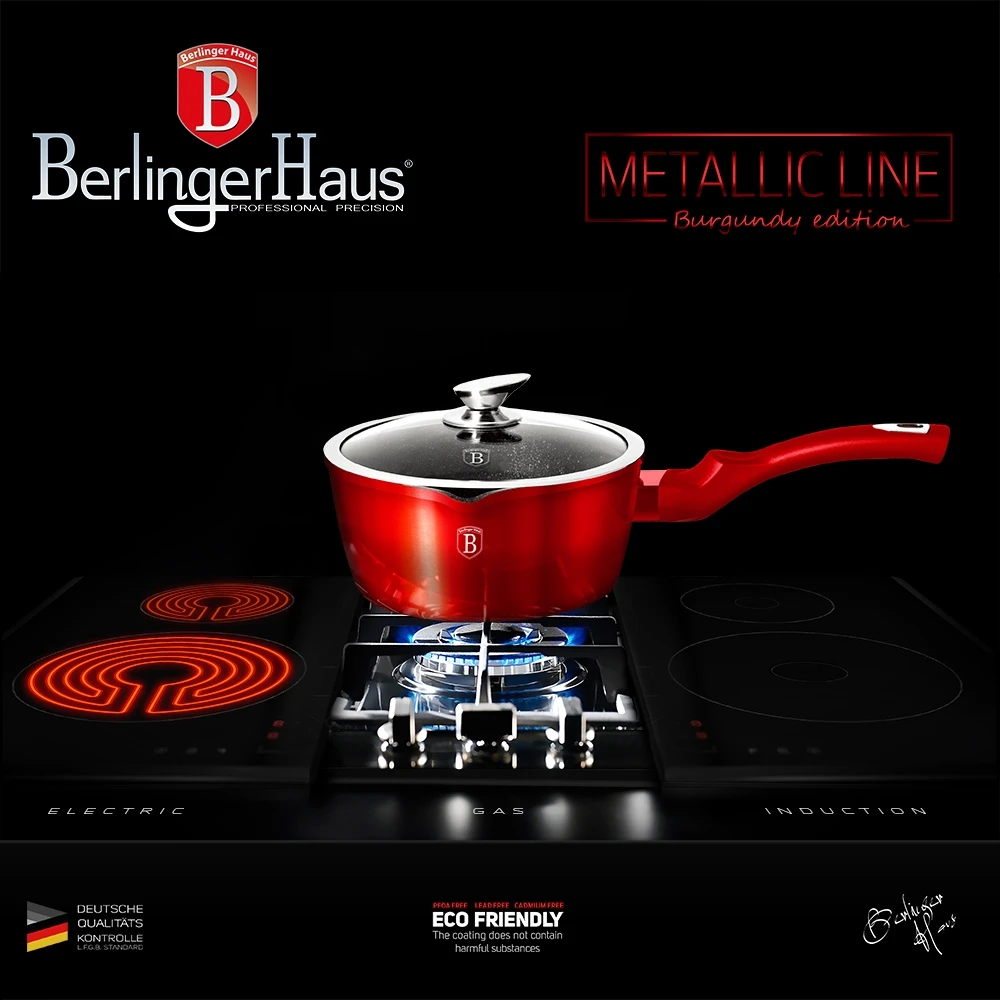 Berlinger Haus Metallic Line puodas su dangčiu Burgundy Edition, 1,2 l