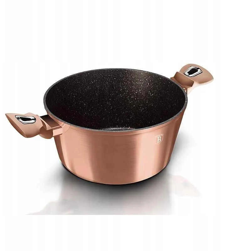 Berlinger Haus Puodai su akmens efektu ir dangčiu 20 cm Rosegold Metallic Line