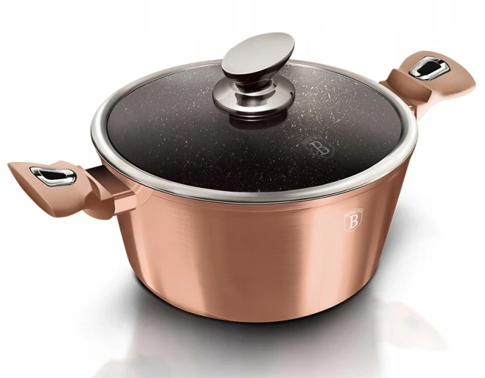 Berlinger Haus Puodai su akmens efektu ir dangčiu 20 cm Rosegold Metallic Line