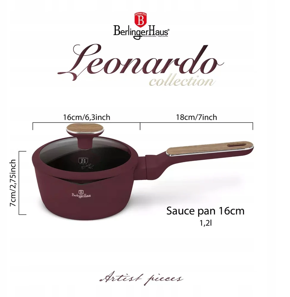 Berlinger Haus Puodas su dangčiu 16 cm BerlingerHaus Leonardo Nordic Collection BH-8293