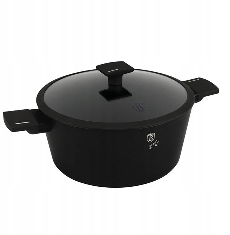 Berlinger Haus Puodas su dangčiu 28cm, 6.1l, matinė juoda