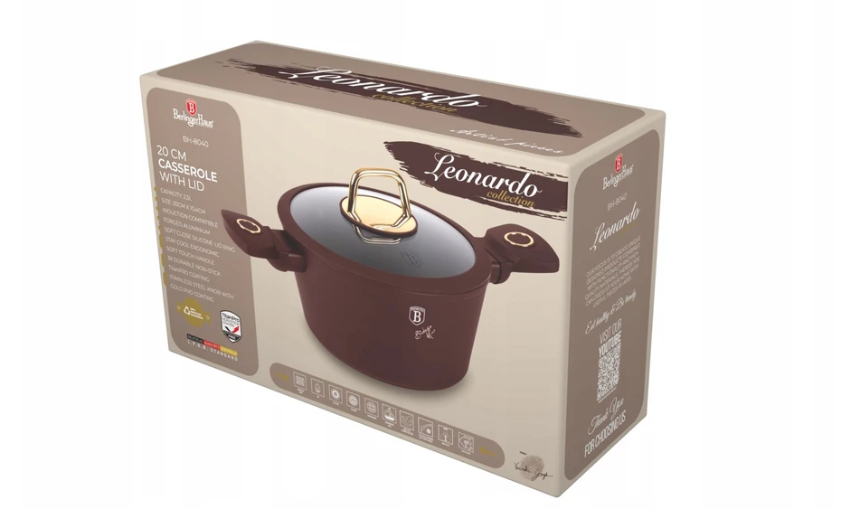 Berlinger Haus Puodas su dangteliu 20cm BerlingerHaus Leonardo BH-8040