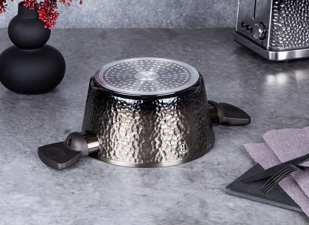 Berlinger Haus TITANIUM POT 24 CM INDUKCINIŲ DUJŲ NEPRIKLANTAS DALIS SU dangteliu