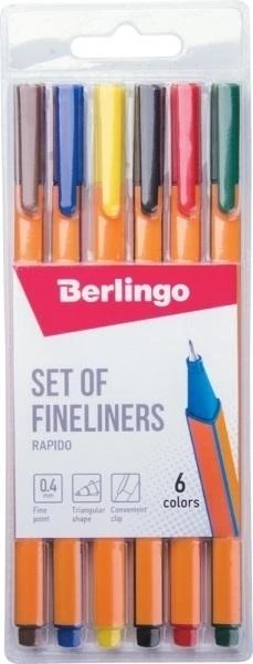 Berlingo spalvoti rašikliai Rapido, 6 vnt., 0,4 mm