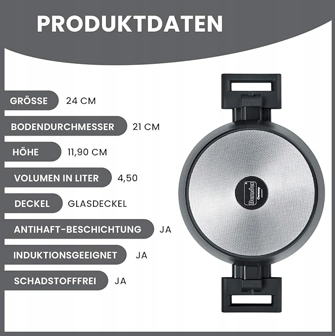 Berndes Kochtopf puodas 24 cm – tradicinis puodas su stikliniu dangteliu