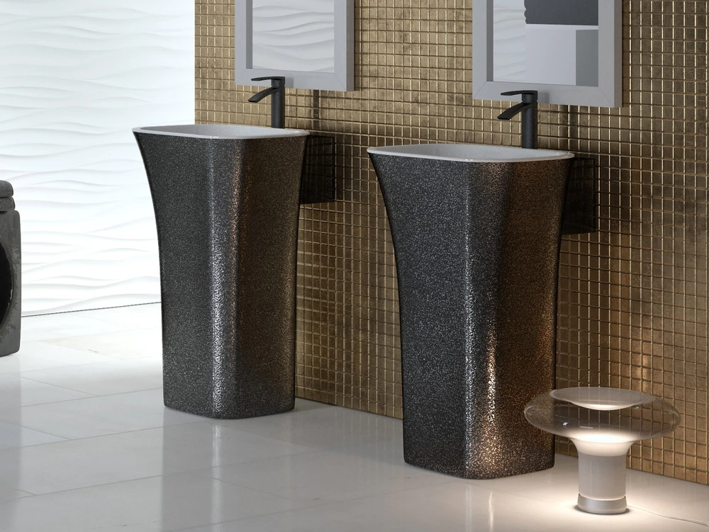 Besco Assos Glam Graphite akmens masės praustuvas su koja