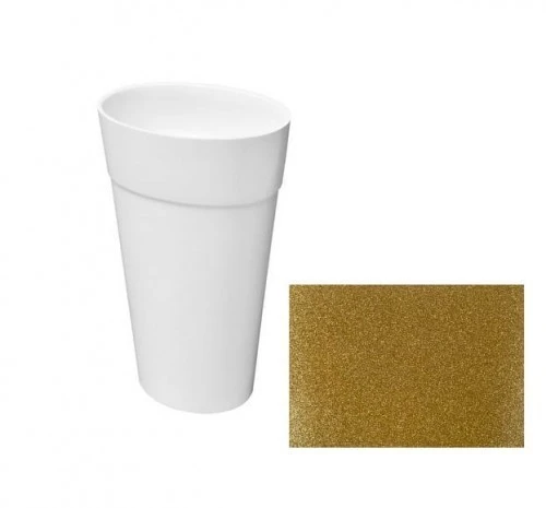 Besco Uniqa Glam Gold akmens masės praustuvas su koja,su Klik-klak Baltas