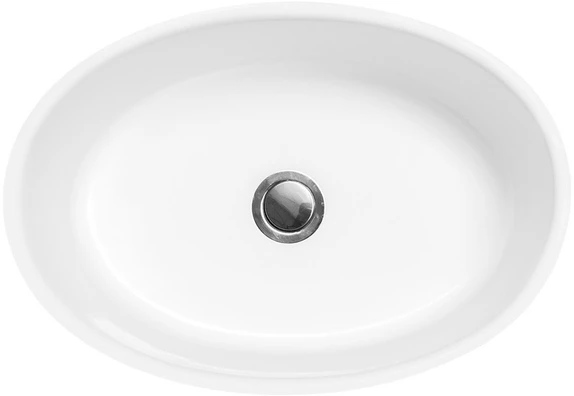 Besco Uniqa Juodas / Baltas akmens masės praustuvas su koja, su Klik-klak Chrome