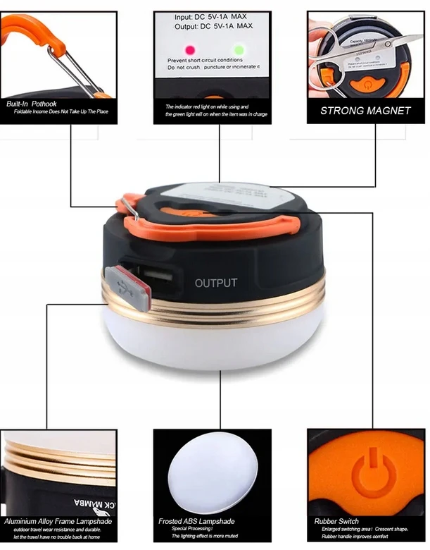 BestBids TOURIST LAMP CAMPING TORCH LED POWERBANK kempingo palapinei