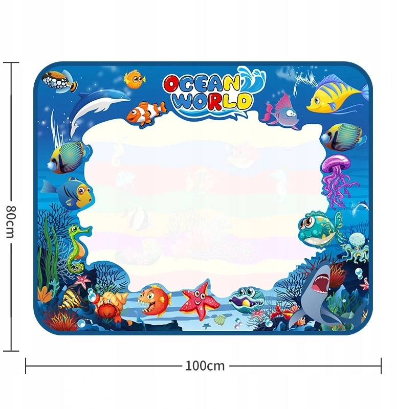 Besthurt VANDENS DAŽYMO KILIMAS VANDUO VAIKAMS Antspaudai 22 vnt DIDELIS 100x80cm XXL