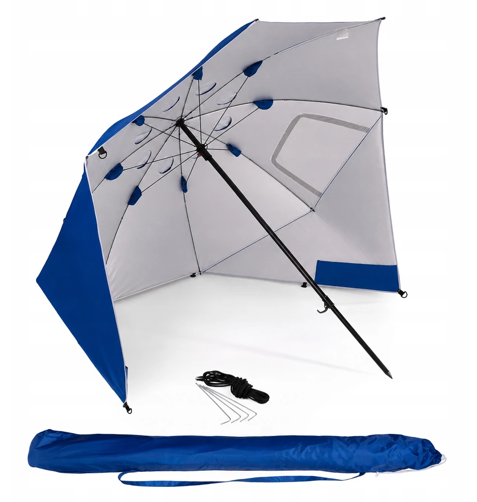 BESTIF sodo ir paplūdimio skėtis-paravanas UV50, 210 × 220 cm, sulankstomas, mėlynas