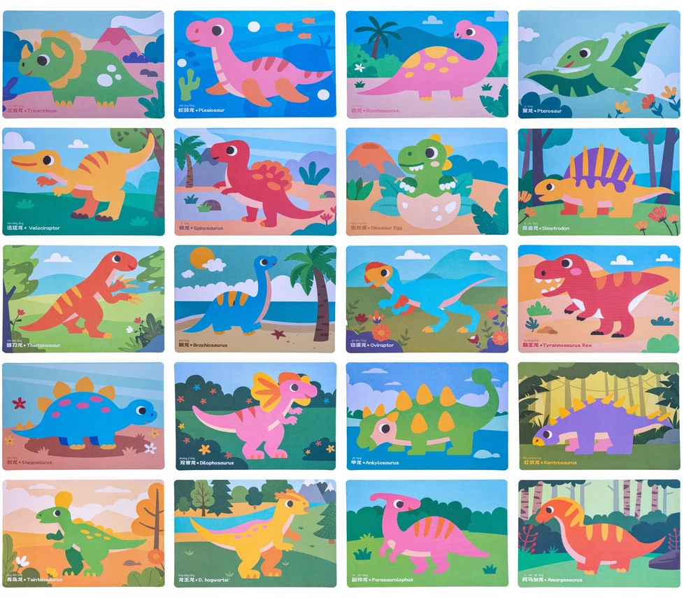 Bestomi DAŽYMAS SMILYJE Smėlio paveikslėliai 20 paveikslėlių berniukams dinozaurams