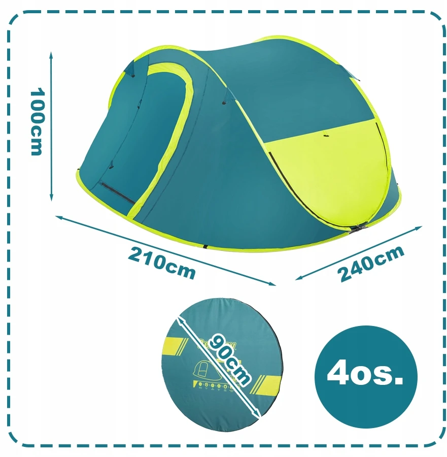 BESTWAY 4 asmenų turistinė palapinė, sulankstoma, automatinė 68087