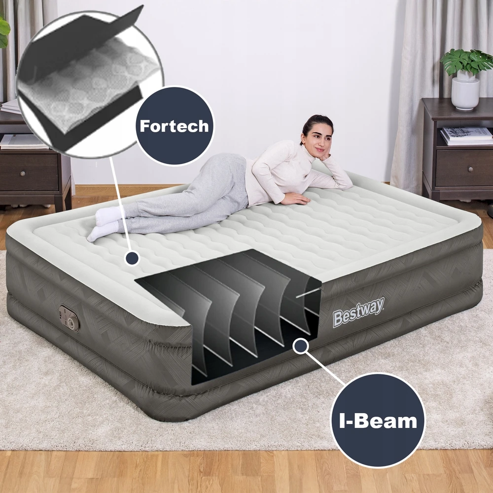 Bestway 69050 pripučiamas dvigulis čiužinys su elektrine pompa 203x152x46cm