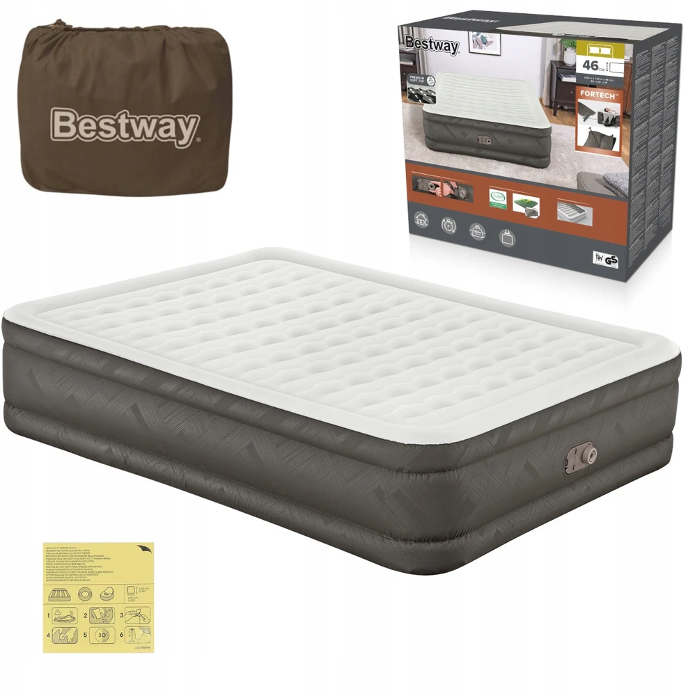 Bestway 69050 pripučiamas dvigulis čiužinys su elektrine pompa 203x152x46cm