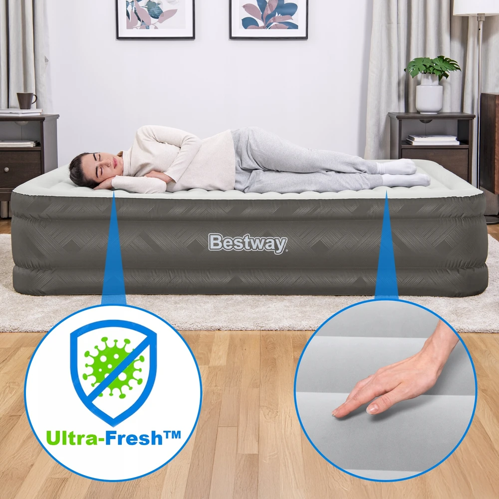 Bestway 69050 pripučiamas dvigulis čiužinys su elektrine pompa 203x152x46cm
