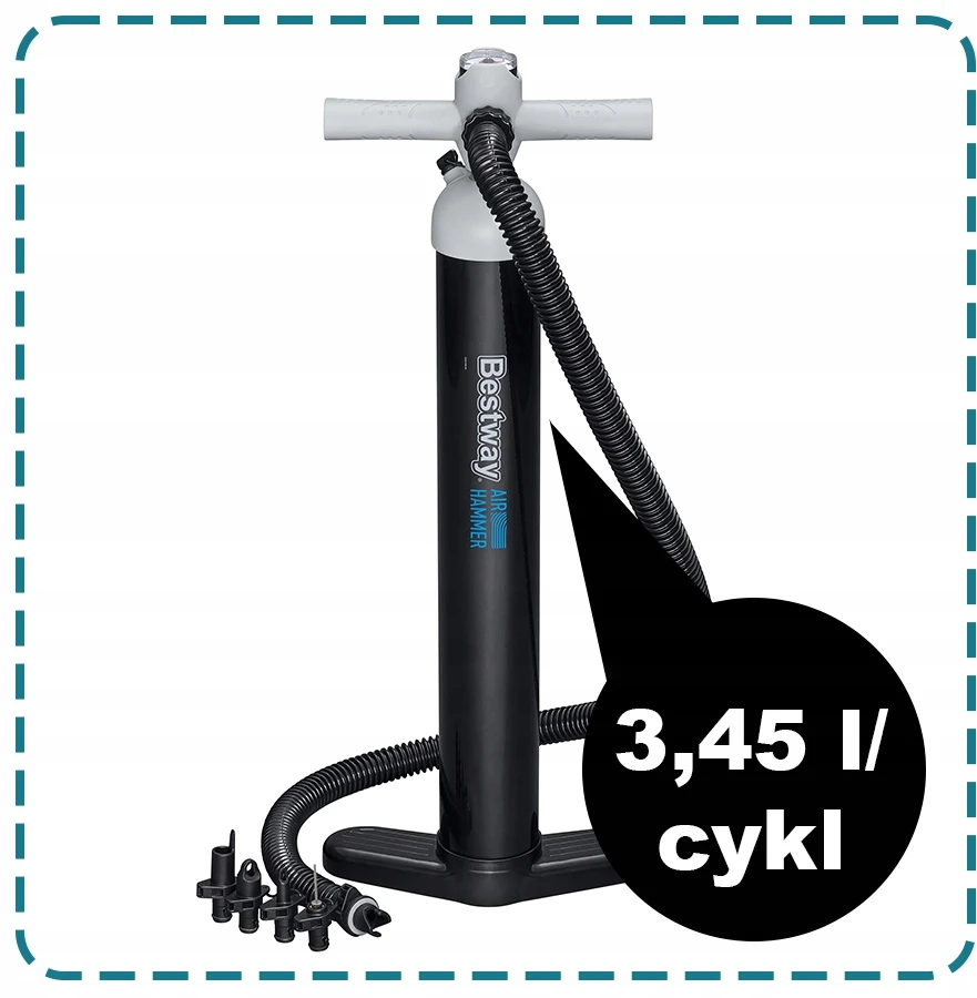 Bestway Aukšto slėgio siurblys kamuoliui, pontonui, SUP lentai, 5 antgaliai, slėgio matuoklis
