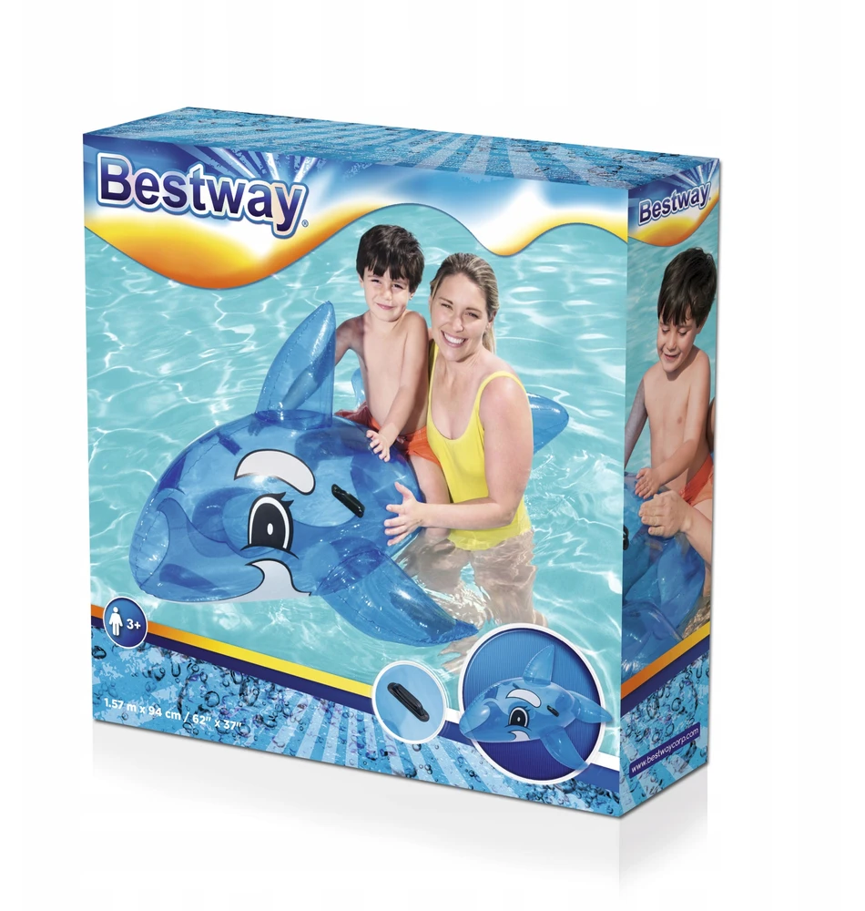 BESTWAY pripučiamas banginis 1.57m x 94cm rožinis/mėlynas, asort., 41037